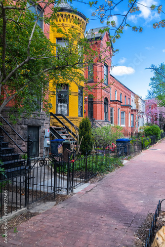 Photography Classic brick townhomes in Capitol Hill neighborhood
