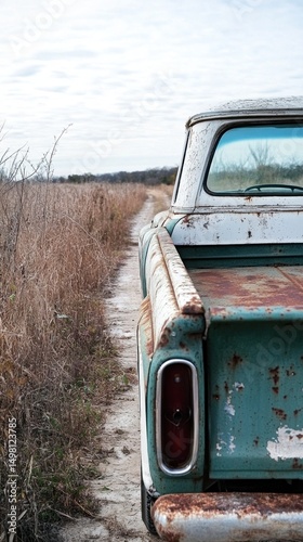 Rustic Charm: A Vintage Pickup Truck on a Country Road