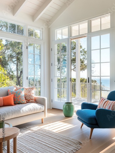 Coastal Living Room with Ocean View
