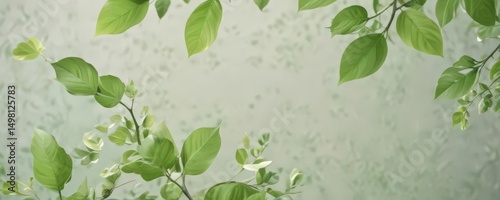 Abstract swirling pastel colors, fresh green leaves sprout , organic, graphics