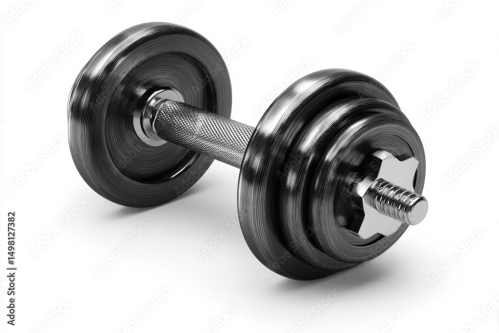 Naklejka premium The dumbbell icon represents gym equipment and a weightlifting symbol in a bodybuilding context, depicted as a 3D realistic logo for the sport of dumbbell lifting