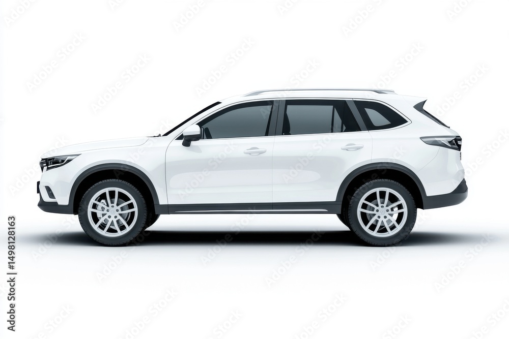 Obraz premium White modern suv side profile view