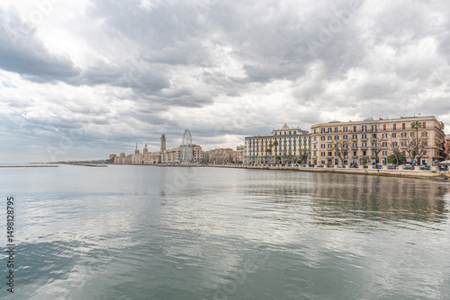 Photos Panorama of Bari, Puglia or Apulia, southern Italy with Mediterranean Sea, stree
