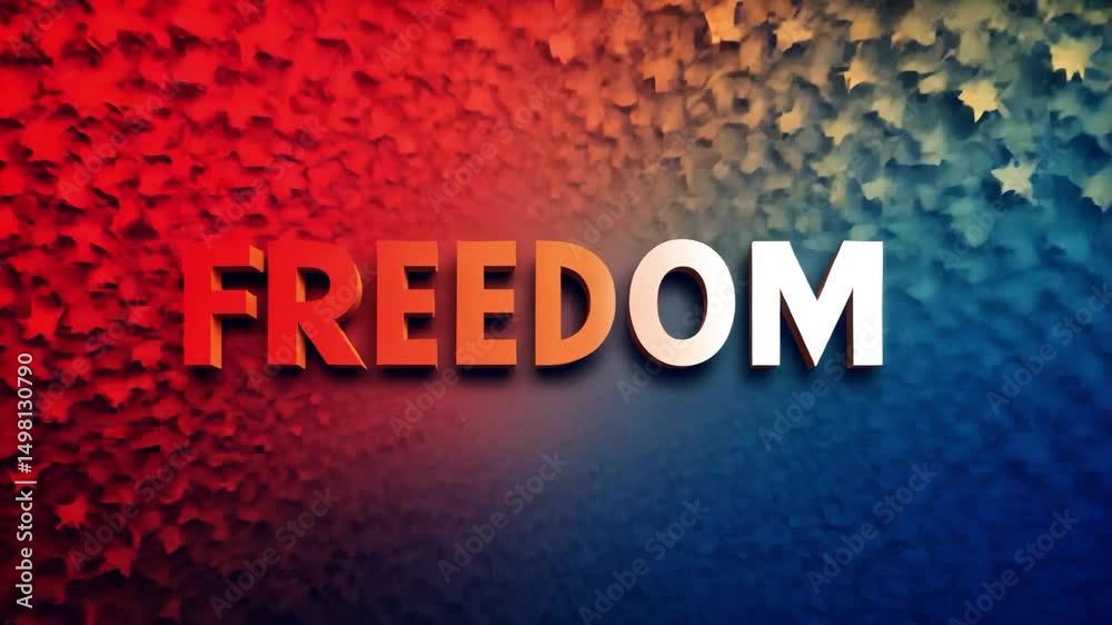 Bold typographic display of the word 'FREEDOM' over textured background symbolizing the spirit of American independence and strength