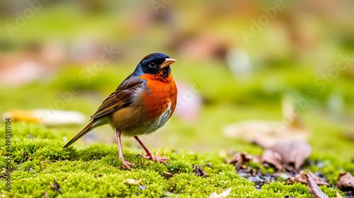 Birdwatching in Veluwe, Netherlands showcases a beautiful redwing perched on mossy ground