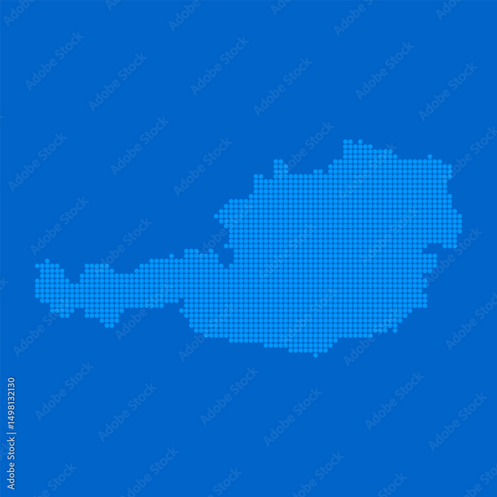 Fototapeta premium Blue halftone dot outline map background of Austria