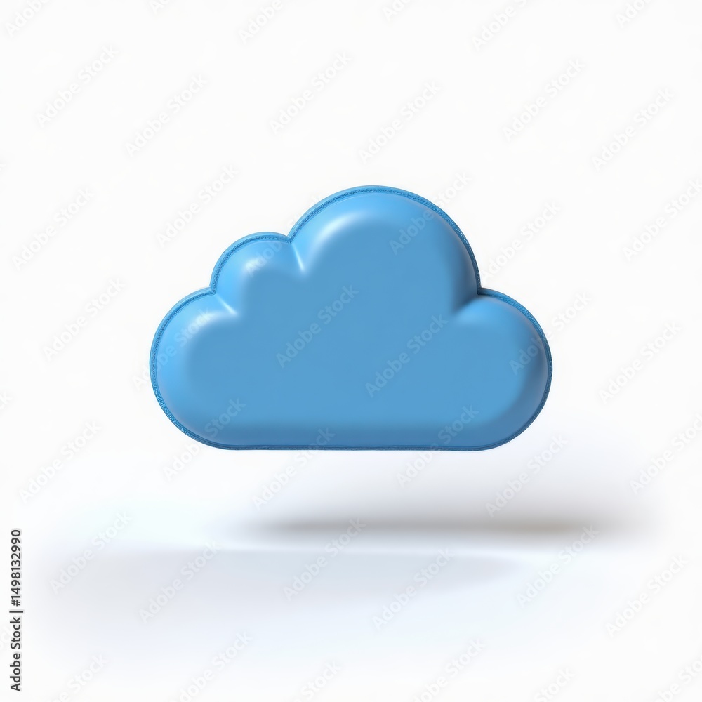 3D Light Blue Cloud Icon Floating on White Background, Cloud Computing Concept, Soft Decorative Pillow 3D Light Blue Cloud Icon Floating on White Background, Cloud Computing Concept, Soft Decorative Pillow