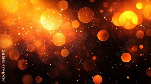 Abstract Background with Golden Bokeh and Sparkling Light Effects