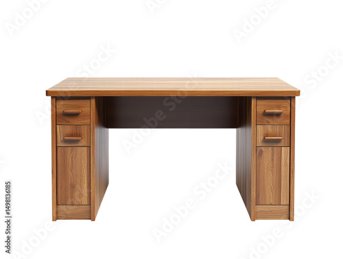 Isolated Solid Wooden Office Desk