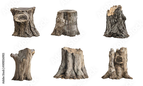 Tree trunk isolated, white backdrop, cutout, vector illustration, natural wood grain, forest nature element, rustic bark detail, eco design, timber texture, botanical theme, woodland pattern.