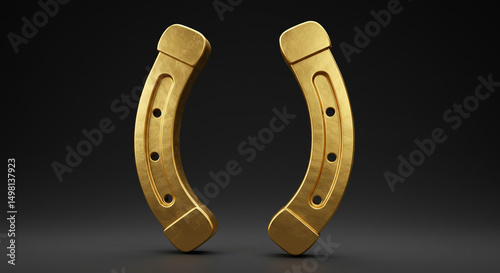Two golden horseshoes charm equine luck symbols equestrian fortune gold symbol lucky horse racing