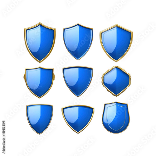 Free Download Collection of Blue and Gold Shields  Various Shapes and Styles for Branding and Design - GFXLoad