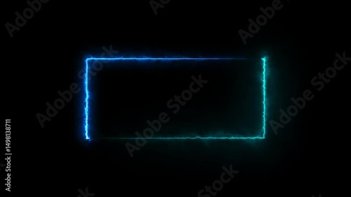 Abstract neon glowing frame background.  neon effect rectangle frame Loop background. Animation of glowing neon rectangles  neon line rotation animation. abstract glowing ne. Abstract black background