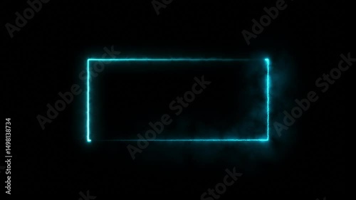 Abstract neon glowing frame background.  neon effect rectangle frame Loop background. Animation of glowing neon rectangles  neon line rotation animation. abstract glowing ne. Abstract black background