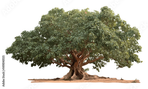 Vector illustration of Pipal tree, Bodhi sacred tree silhouette, religious fig tree, eco friendly plant icon, spiritual nature element, leaf texture design, green foliage.