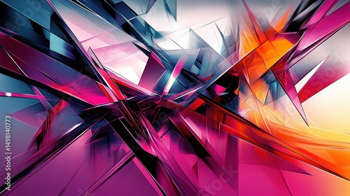 Abstract Geometric Design with Sharp Shapes in Vibrant Colors