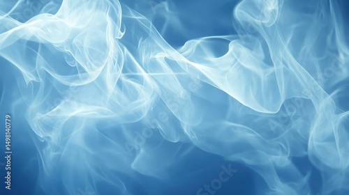 Ethereal Blue Smoke Flowing Smoothly Against Soft Background