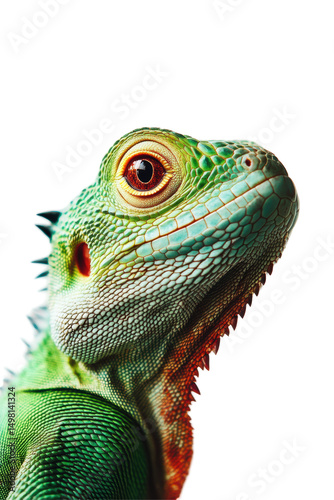 Isolated Green Lizard with Red Eye