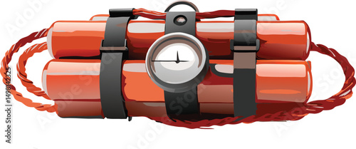 vector dynamite bomb with burning fuse isolated