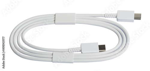White USB Type-C charging cable isolated