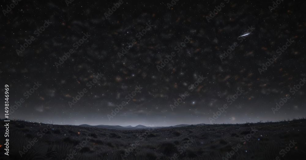 Fototapeta premium Dense field of sparkling stars on a deep black night sky , Milky Way, cosmos