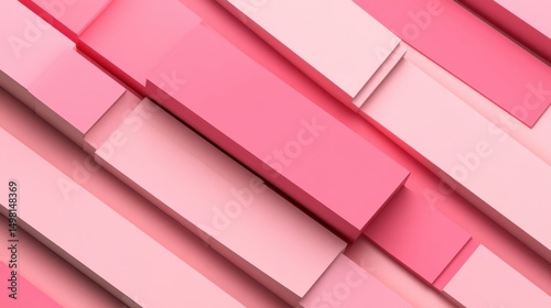 Abstract Layers of Pink Geometric Shapes in Soft Tones and Gradients