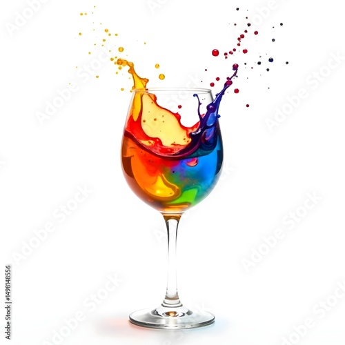 Creative drink splash art in wine glass high resolution photo