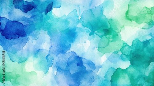 Abstract Watercolor Background in Shades of Blue and Green