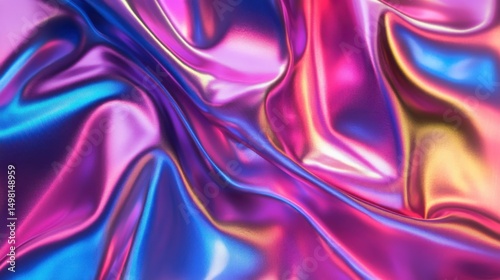 Colorful Abstract Wave Patterns on Smooth Silk Fabric Background