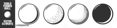 Table Tennis Ball Icon. Flat Style. Black and White Vector Illustration Isolated on Transparent Background