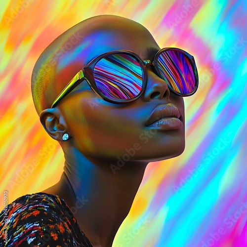 Neon Mirage: Light Beams & Melanin Dreams