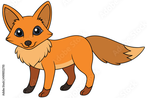 Cartoon Orange Fox with Dark Brown Feet and a Bushy Tail Image