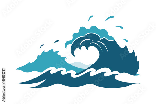 vector illustration of an crashing ocean surf background