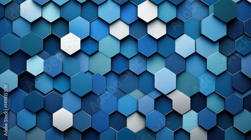 Hexagonal Blue Tile Pattern for Modern Design and Background Use