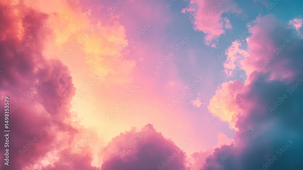 Majestic Sunset Sky with Vibrant Pink and Orange Cloud Patterns Majestic Sunset Sky with Vibrant Pink and Orange Cloud Patterns