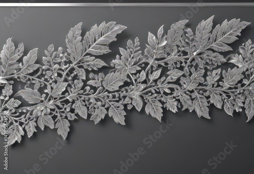 Intricate silver leaf lace border, gleaming, elegant design ,  border,  wedding,  antique