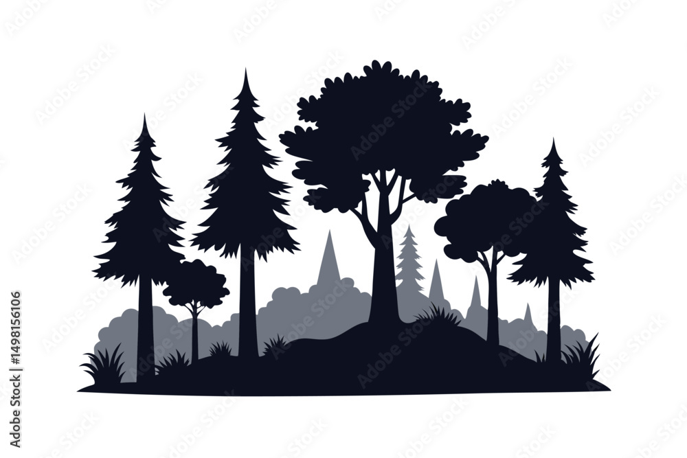 Fototapeta premium trees silhouettes vector