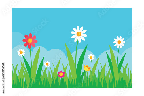 spring flowers and grass