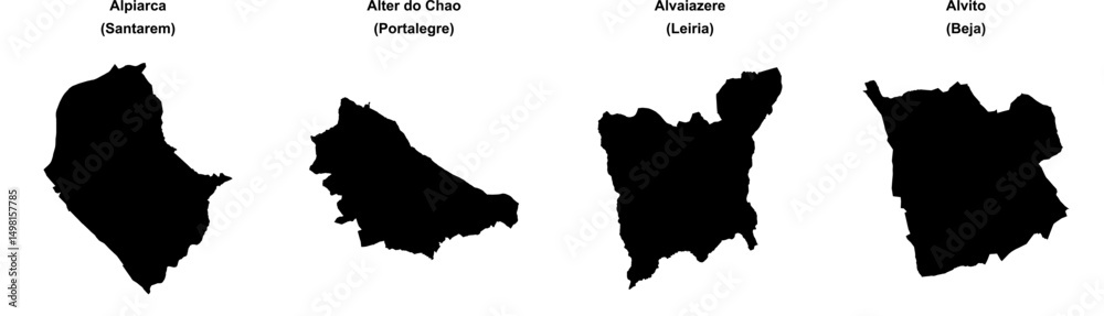 Alpiarca, Alter do Chao, Alvaiazere, Alvito outline maps