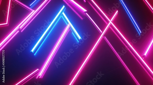 Vibrant Neon Lights Background with Geometric Patterns and Shapes