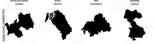 Arruda dos Vinhos, Aveiro, Avis, Azambuja outline maps