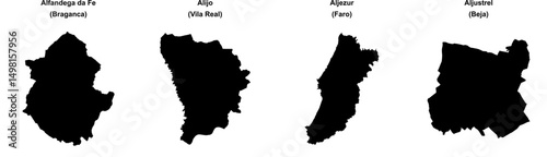 Alfandega da Fe, Alijo, Aljezur, Aljustrel outline maps