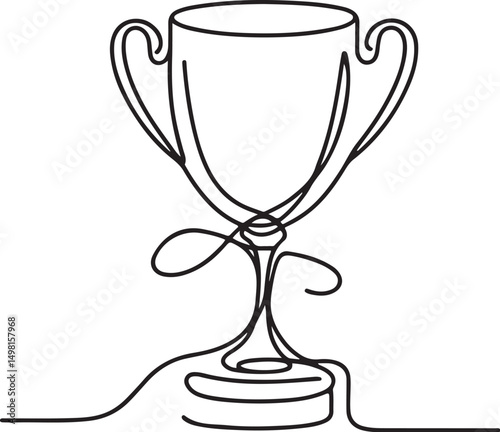 Continuous line drawing of a trophy: minimalist art illustration of an award