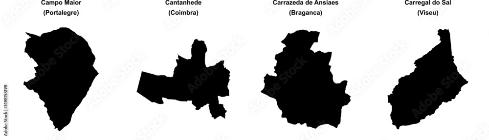 Campo Maior, Cantanhede, Carrazeda de Ansiaes, Carregal do Sal outline maps