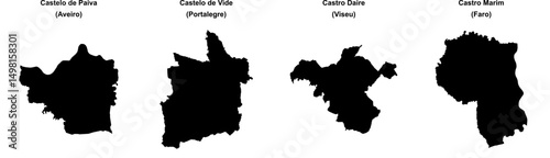 Castelo de Paiva, Castelo de Vide, Castro Daire, Castro Marim outline maps