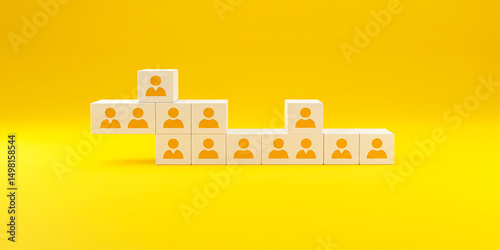 Building a Team Ascending Blocks Illustrating Growth and Leadership within an Organization on on transparent background