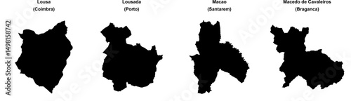 Lousa, Lousada, Macao, Macedo de Cavaleiros outline maps