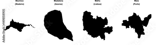 Machico, Madalena, Mafra, Maia outline maps