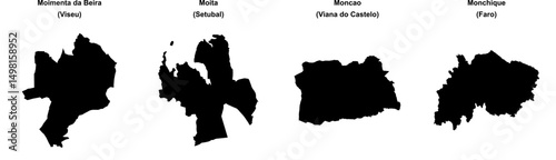 Moimenta da Beira, Moita, Moncao, Monchique outline maps