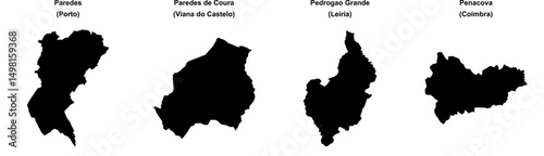 Paredes, Paredes de Coura, Pedrogao Grande, Penacova outline maps